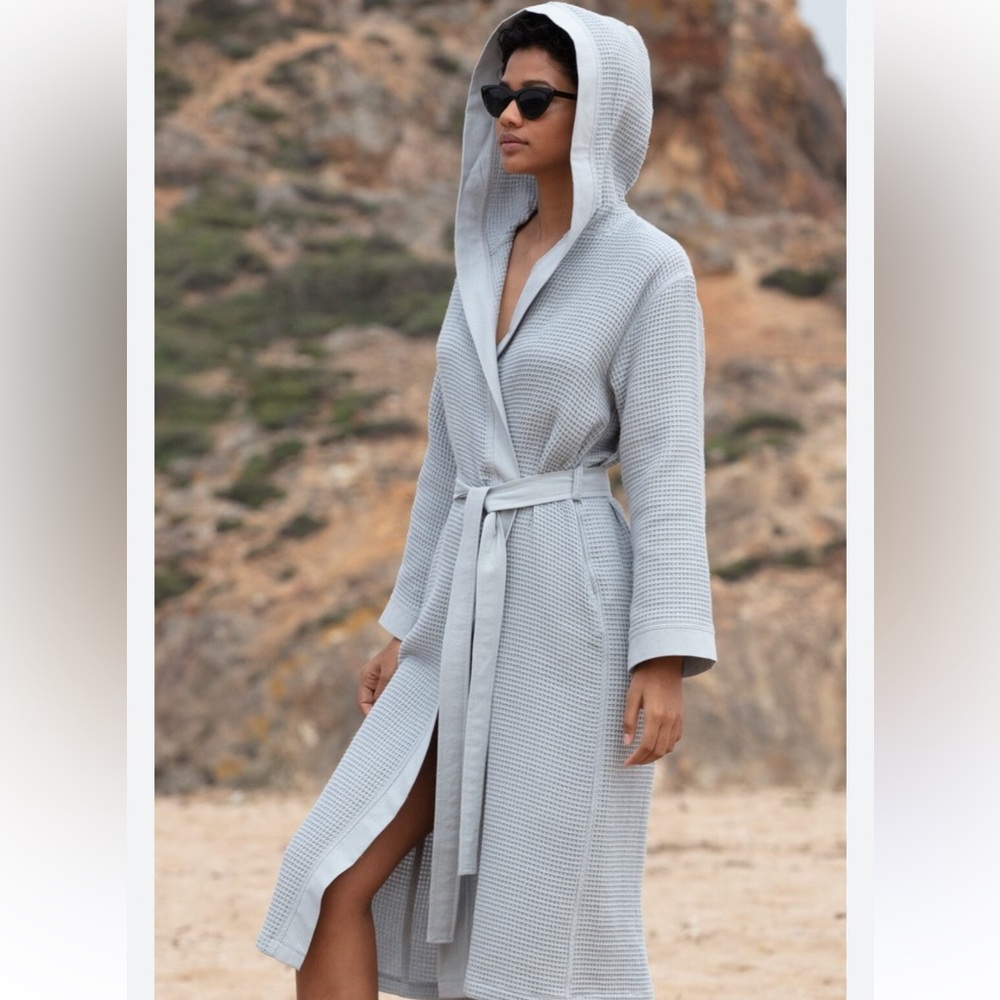 SEYANTE Waffle Weave Cotton Hooded Robe